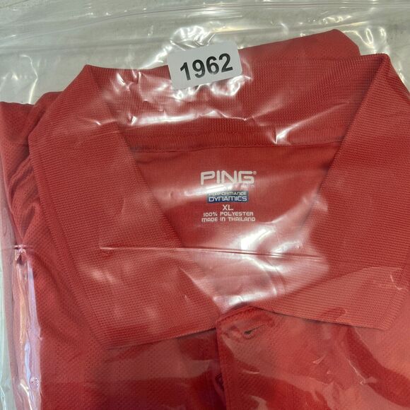 PING POLO‎ SHIRT MENS EXTRA LARGE ORANGE GOLFING COLLAR SHORT-SLEEVE PERFORMANCE - Picture 10 of 11